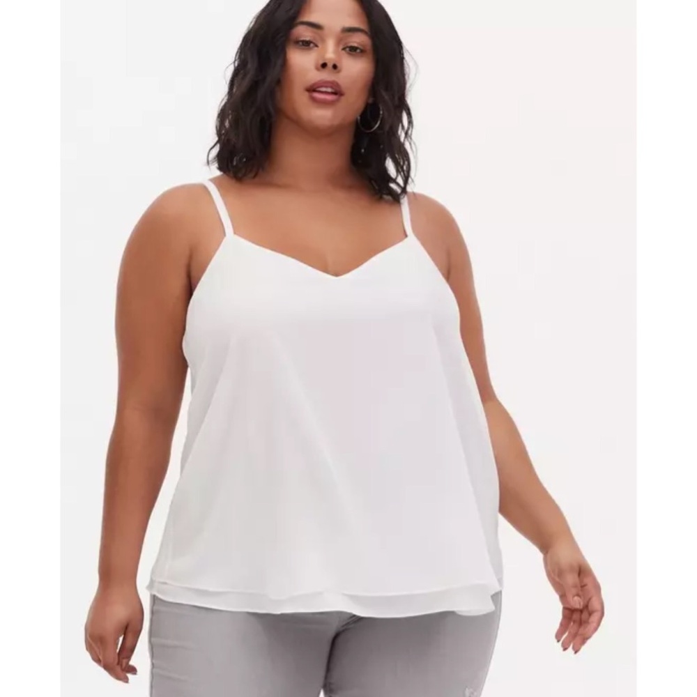 NEW! Torrid Sophie Chiffon Double Layer Swing Cami in White!